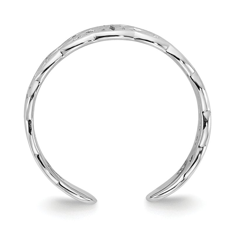 14k White Gold Polished w/ Design Toe Ring