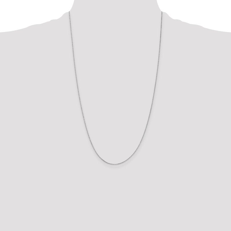 14K White Gold 14 inch .5mm Box with Spring Ring Clasp Chain