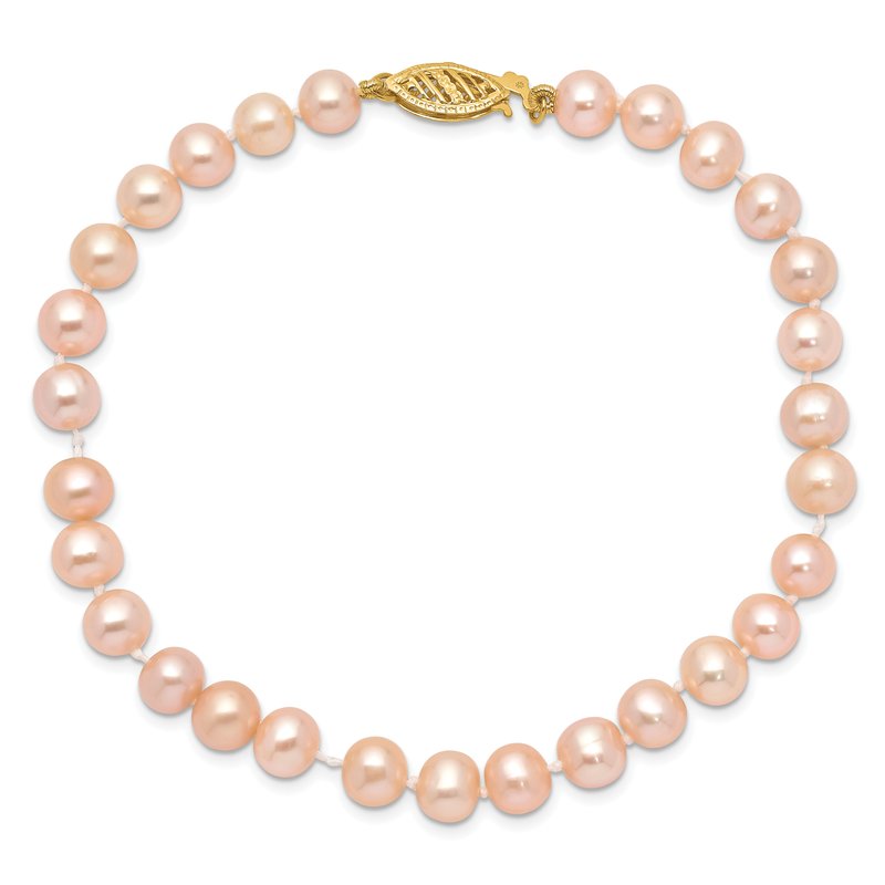 14k 5-6mm Pink Near-Round Freshwater Cultured Pearl 16 inch Necklace
