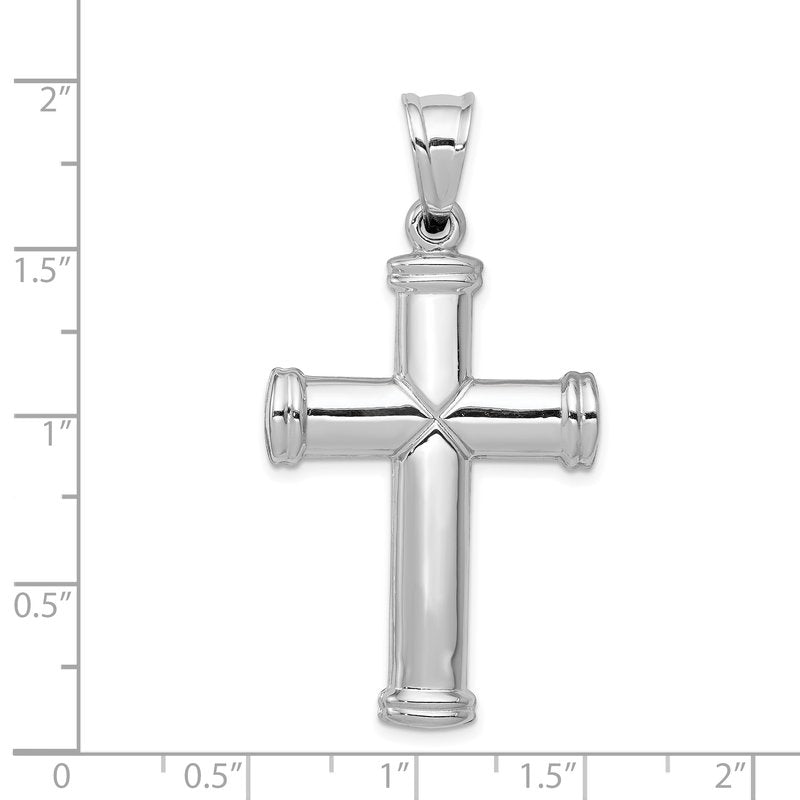14k White Gold Hollow Cross Pendant