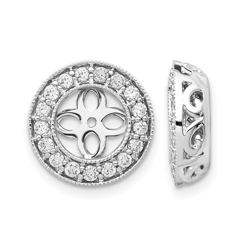 14K White Gold 1/2 carat Lab Grown Diamond VS+ F+ for 6.5-7mm Studs Complete Earring Jackets