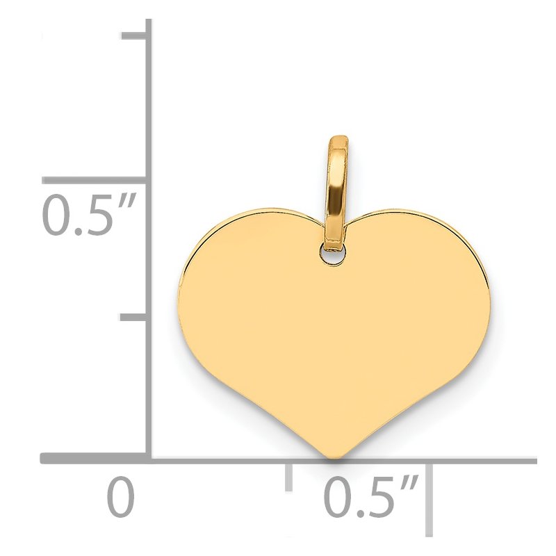 14K Polished Engravable 14mm Heart Disc Pendant