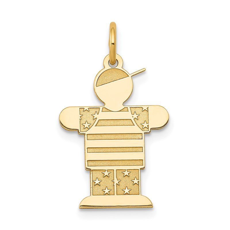 14k The Kids Small Stars and Stripes Boy Engravable Hugs Charm