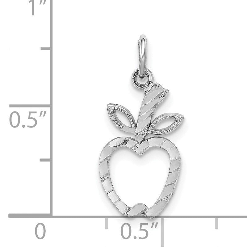 14k White Gold Diamond-cut Apple Charm