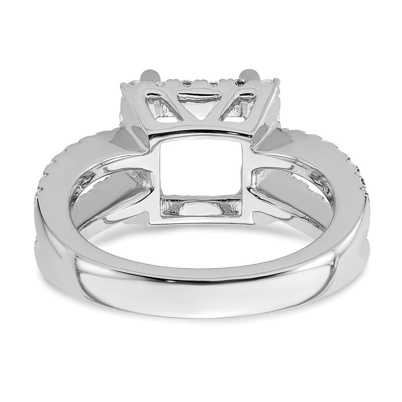 14K White Gold 3/4 carat Lab Grown Diamond VS/SI  D E F  Semi Mount Princess Halo Engagement Ring