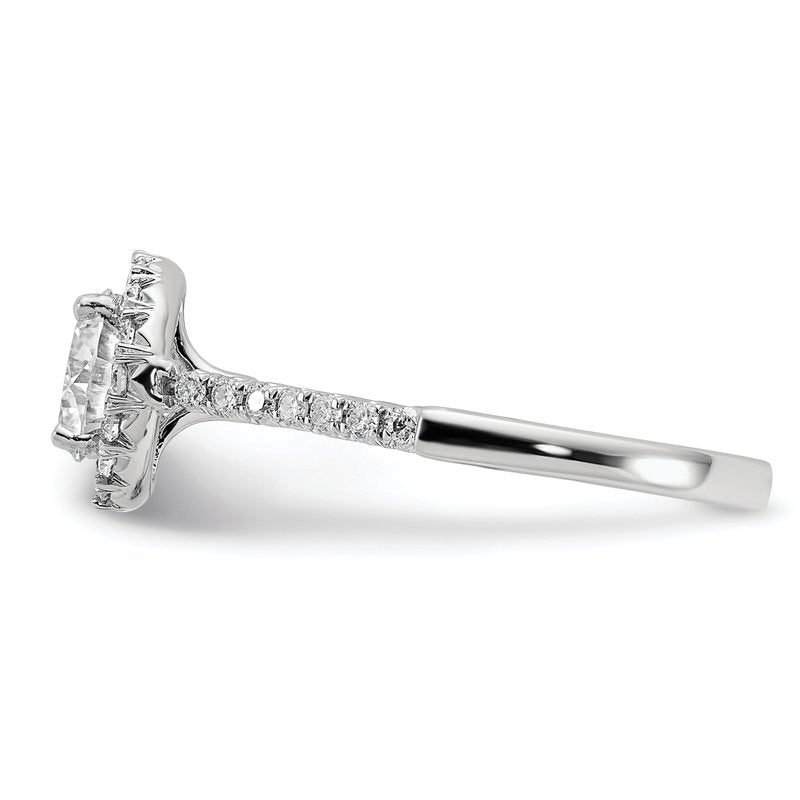 14K White Gold 1/4 carat Lab Grown Diamond VS+ F+ Semi-Mount Round Halo Engagement Ring