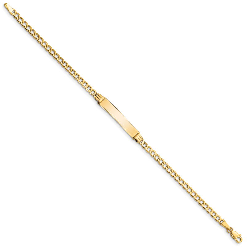 14k Polished Semi-Solid Chain/Solid Plate Cuban Link 25.5x5mm Plate 7 inch ID Bracelet