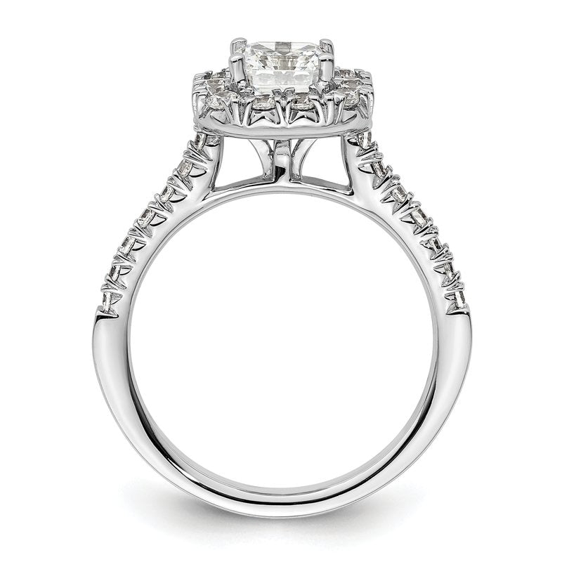 14K White Gold 1/2 carat Lab Grown Diamond VS+ F+ Semi-Mount Asscher Halo Engagement Ring