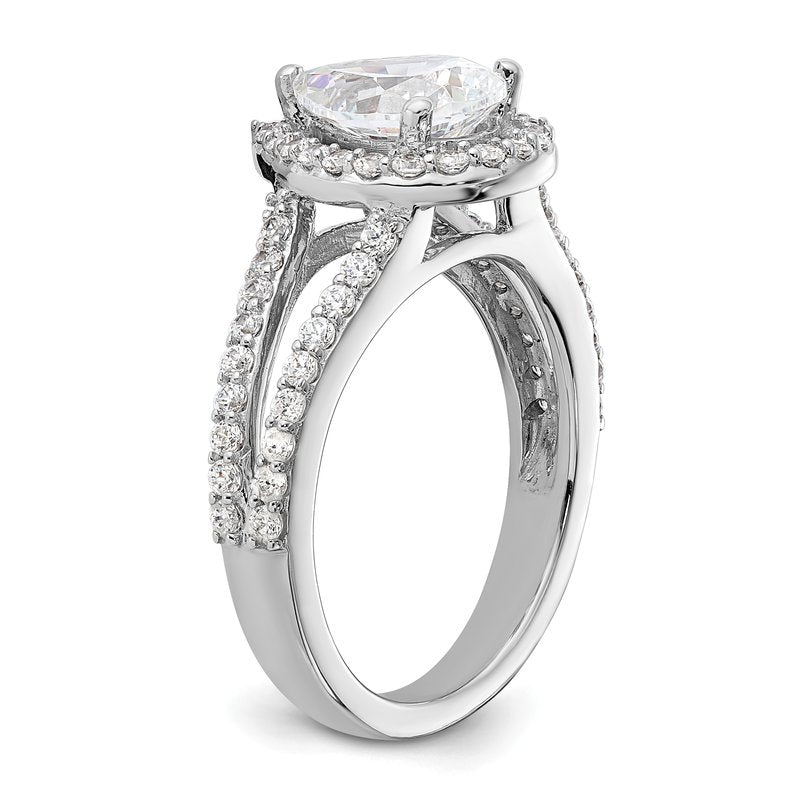 14K White Gold 5/8 carat Lab Grown Diamond VS/SI  D E F  Semi Mount Pear Halo Engagement Ring