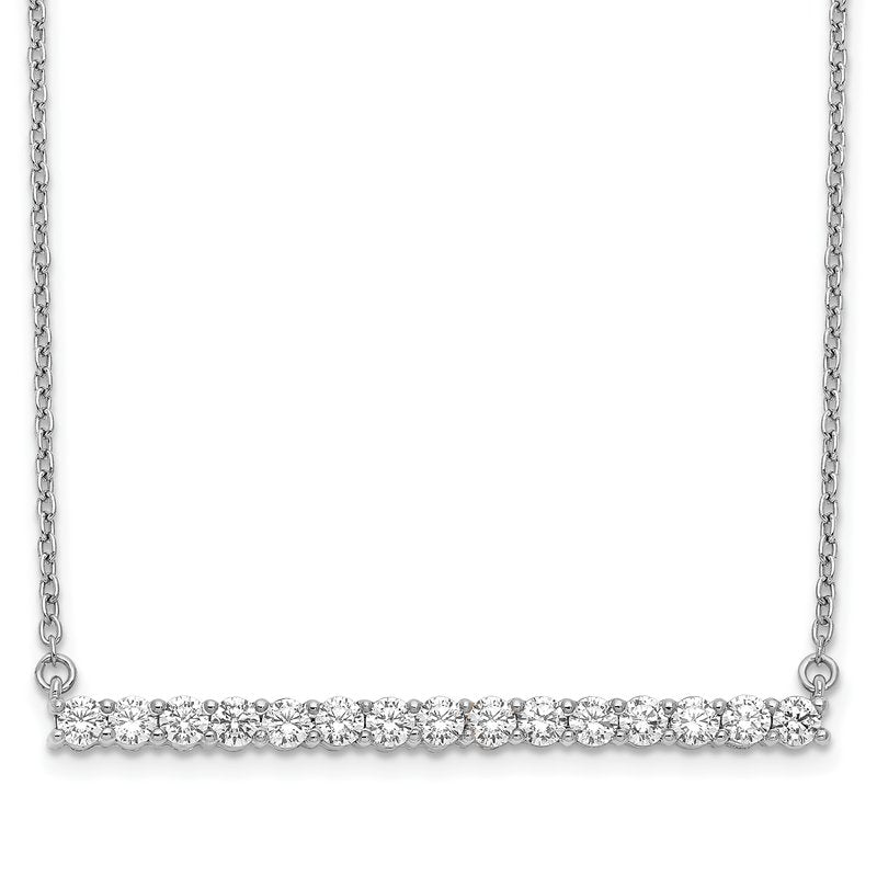 14k White Gold 1/10 carat Diamond Bar 18 inch Necklace
