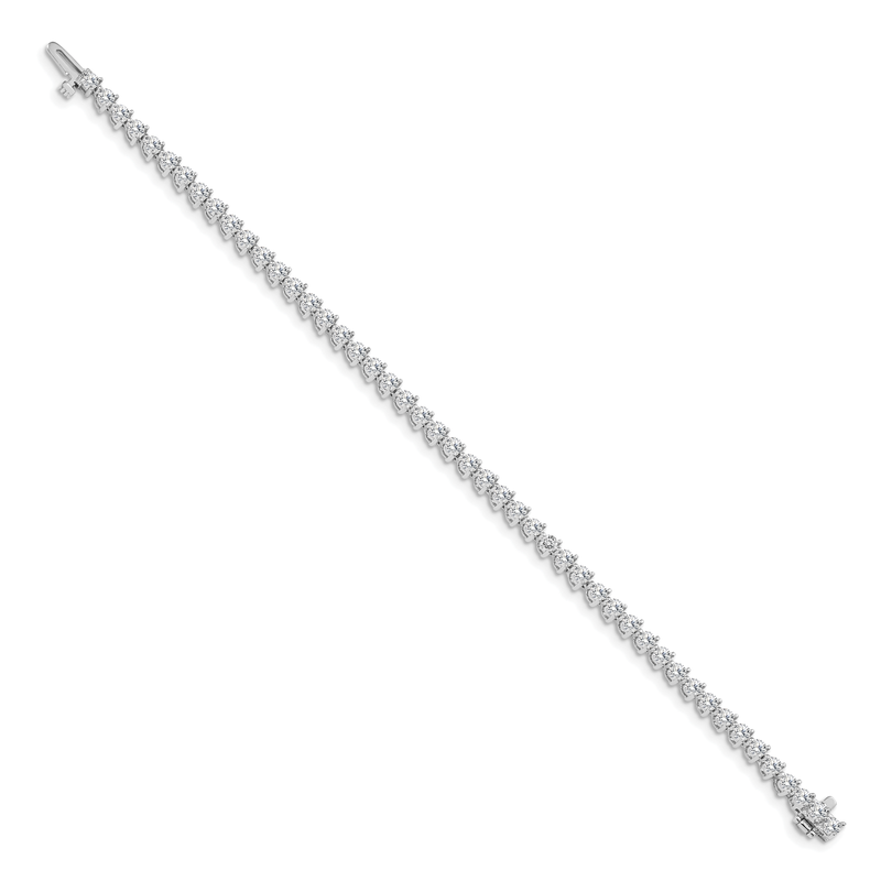 14k White Gold Complete 4.3 carat Round A Diamond 3-prong 7 inch Tennis Bracelet
