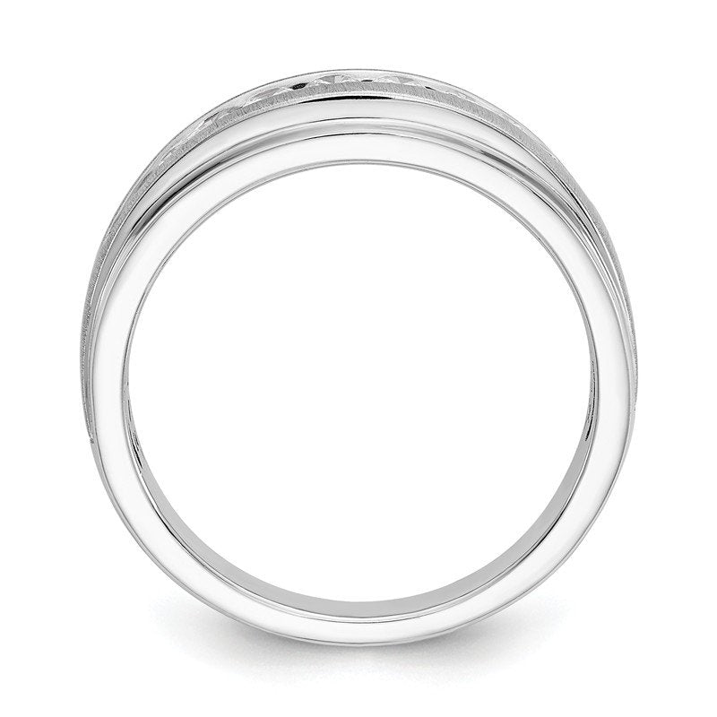 14K White Gold Men's 3/8 carat Lab Grown Diamond VS/SI  D E F  Brushed and Polished Band
