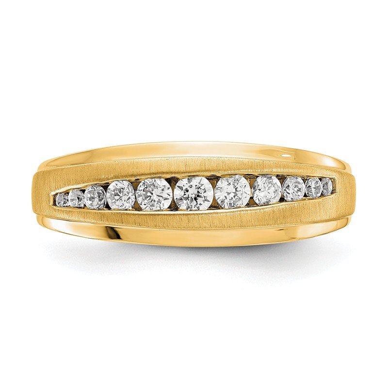 14K White Gold Men's 3/8 carat Lab Grown Diamond VS/SI  D E F  Brushed and Polished Band