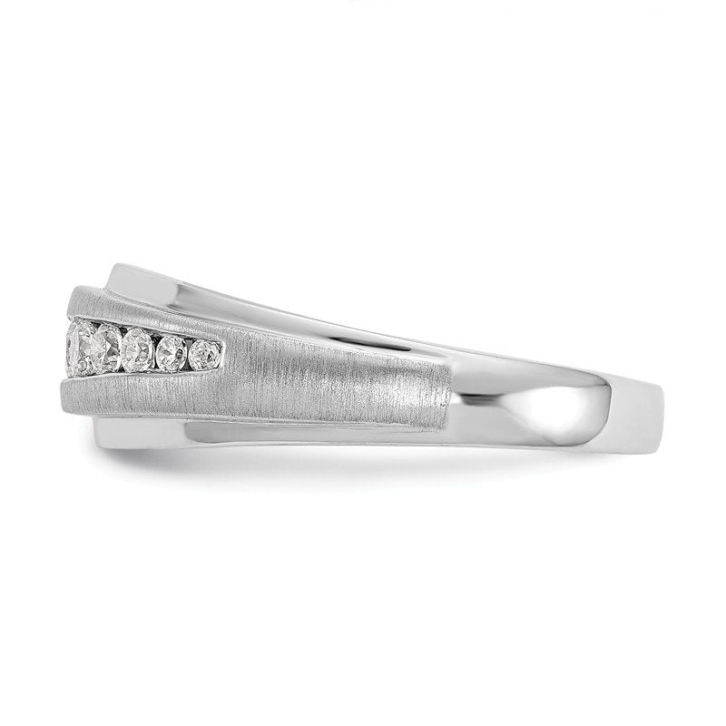 14K White Gold Men's 3/8 carat Lab Grown Diamond VS/SI  D E F  Brushed and Polished Band