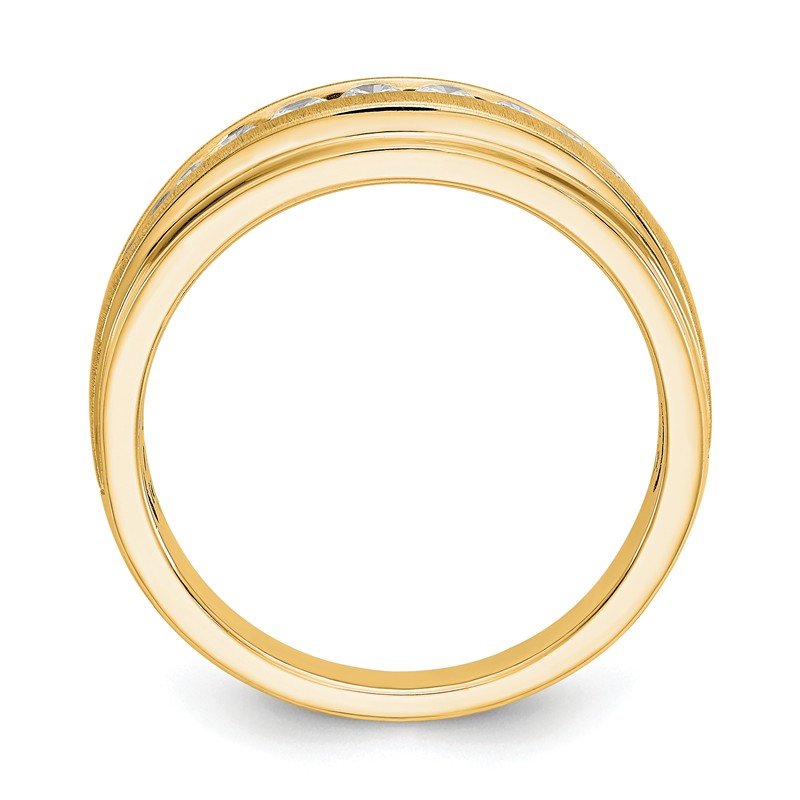 14K White Gold Men's 3/8 carat Lab Grown Diamond VS/SI  D E F  Brushed and Polished Band