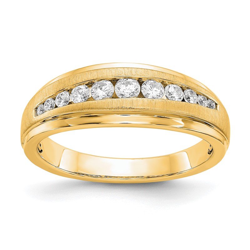 14K White Gold Men's 3/8 carat Lab Grown Diamond VS/SI  D E F  Brushed and Polished Band