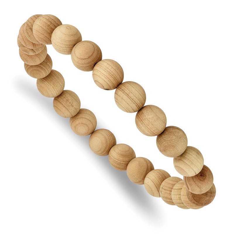 8mm Cypress Wood Beaded Stretch Bracelet