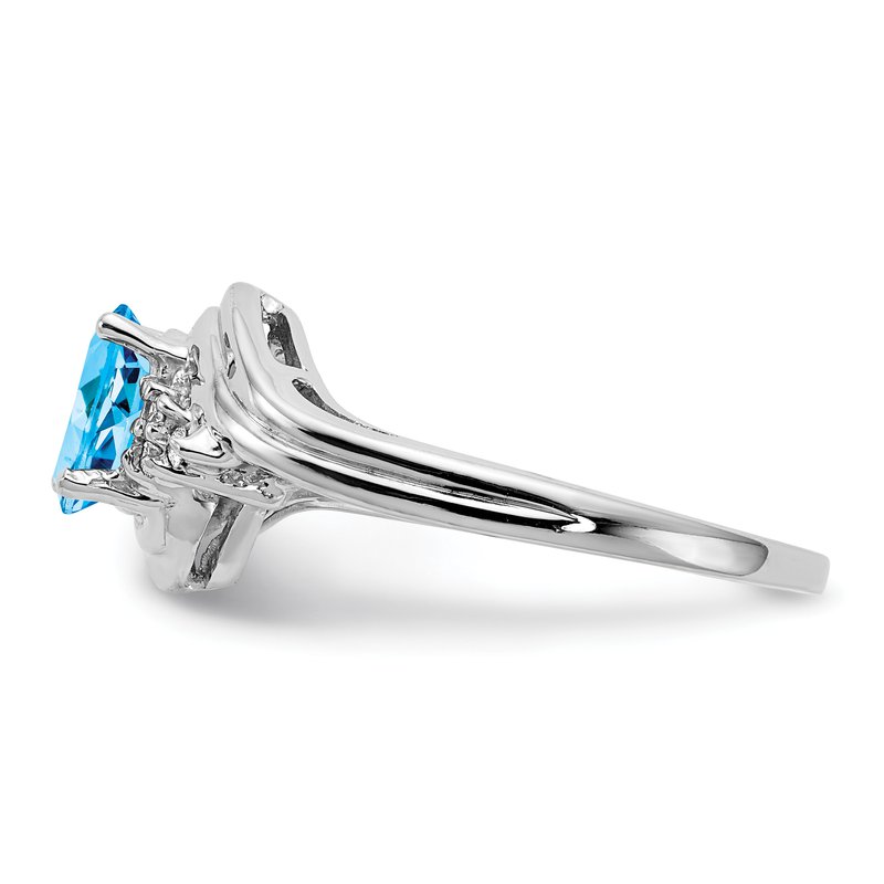 14k White Gold 7x5mm Oval Blue Topaz VS Diamond ring