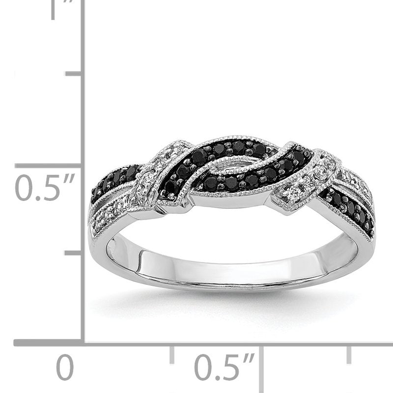 14k White Gold w/Black Rhodium White and Blue Diamond Ring