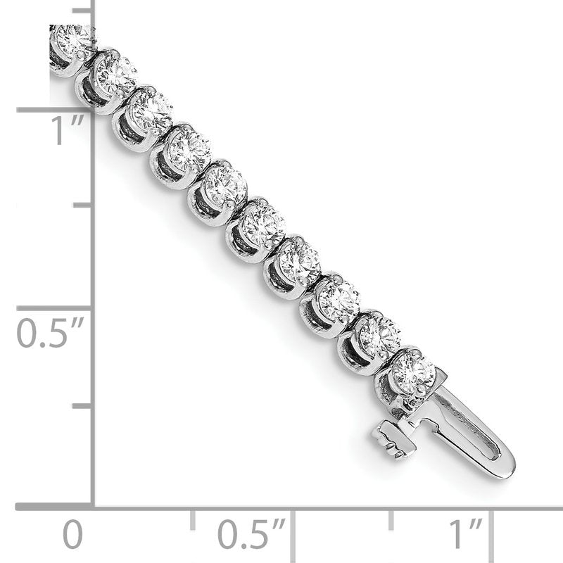 14k White Gold Complete 4.18 carat Round VS Diamond 2-prong 7 inch Tennis Bracelet