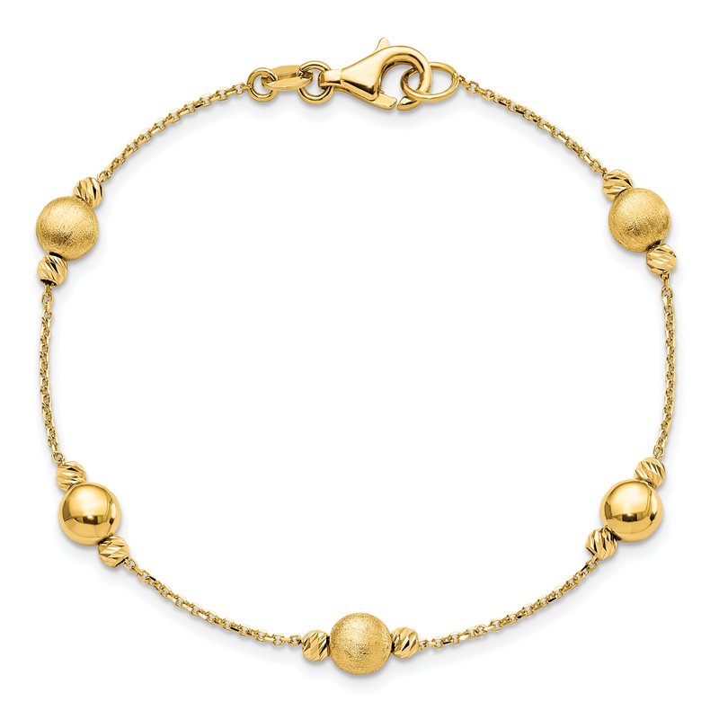 14K D/C Scratch Finish Polished Bracelet