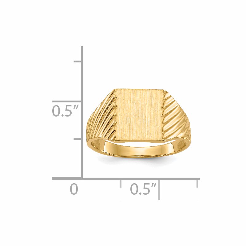 14k 8.0x9.5mm Closed Back Signet Ring