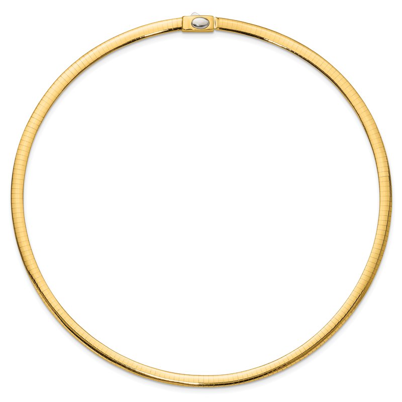 14k Two-tone 5mm Reversible White and Yellow 16 inch Domed Omega Necklace