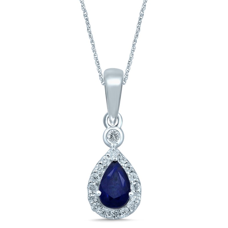 14K Diamond  Saphire  Pendant