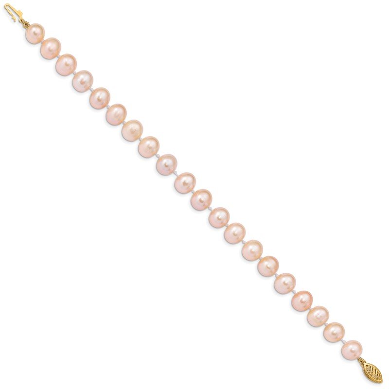 14k 8-9mm Pink Near-Round Freshwater Cultured Pearl 16 inch Necklace