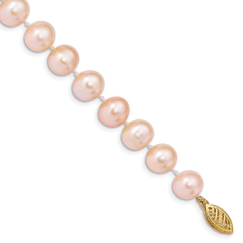 14k 8-9mm Pink Near-Round Freshwater Cultured Pearl 16 inch Necklace