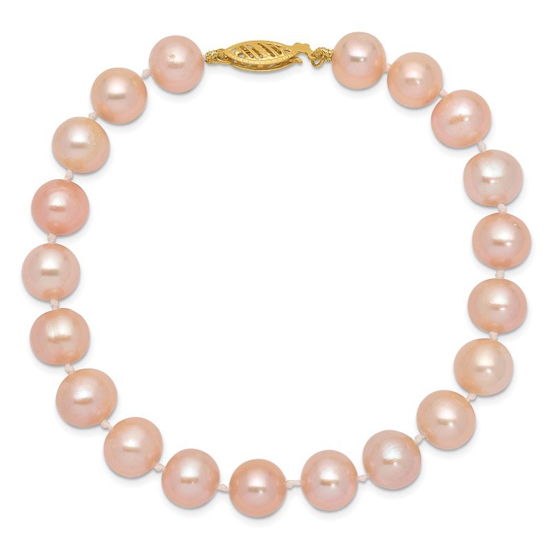 14k 8-9mm Pink Near-Round Freshwater Cultured Pearl 16 inch Necklace