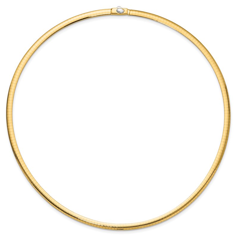 14k Two-tone 4mm Reversible White and Yellow 16 inch Domed Omega Necklace