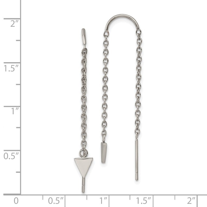 Stainless Steel Polished Triangle Dangle Threader Earrings