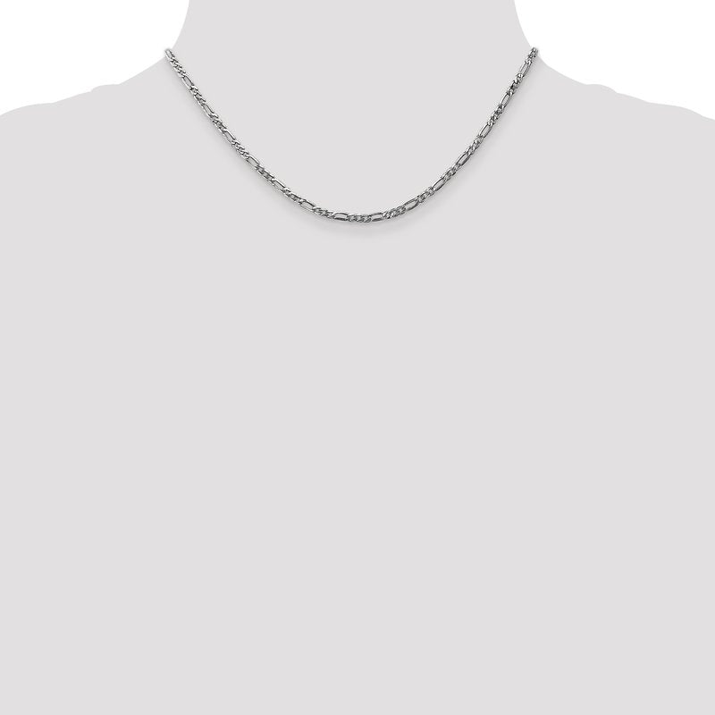 14K White Gold 10 inch 2.75mm Flat Figaro with Lobster Clasp Anklet