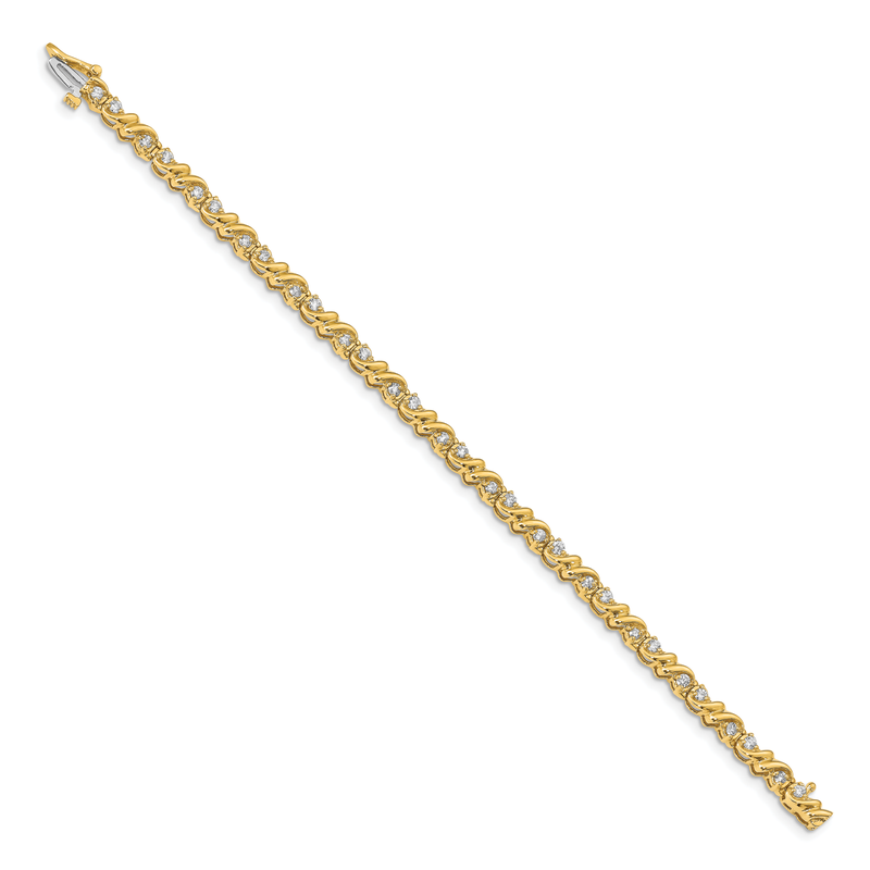 14k Complete 1.17 carat Round AAA Diamond Fancy Swirl 7 inch Tennis Bracelet