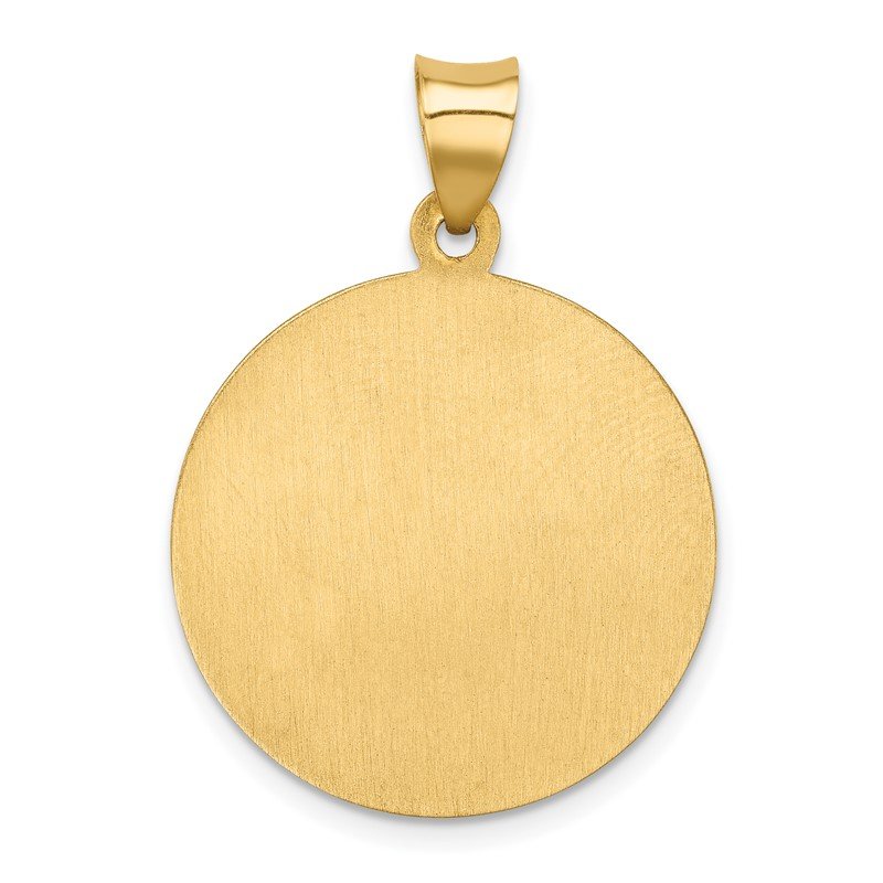 14k Polished and Satin Hollow St Francis of Assisi Medal Round Pendant