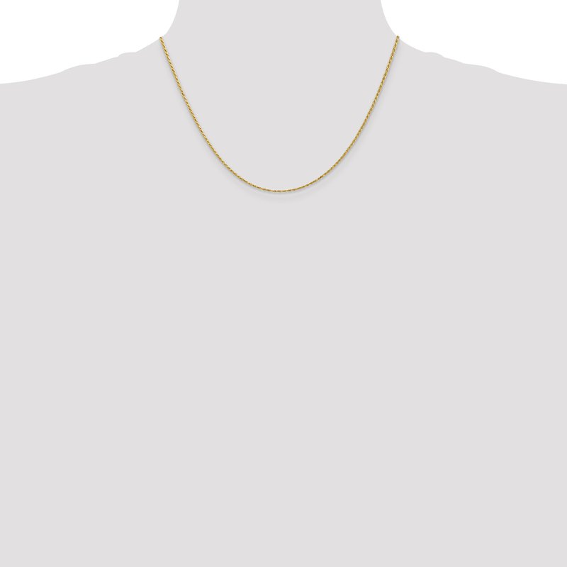 14K 14 inch 1.3mm Diamond-cut Solid Machine Made Rope with Lobster Clasp Chain