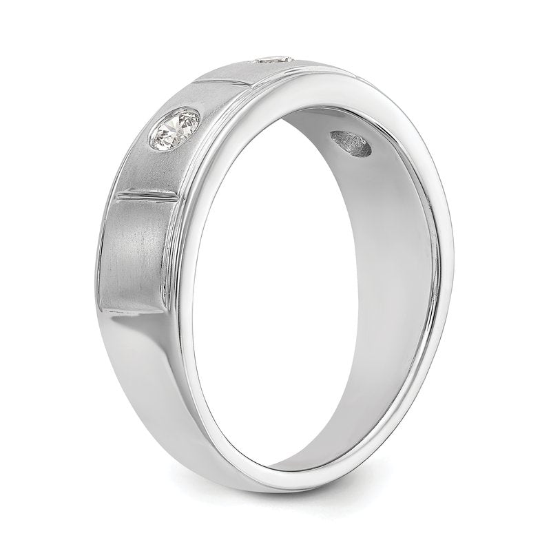 14K White Gold Men's 1/3 carat Lab Grown Diamond VS/SI  D E F  Band