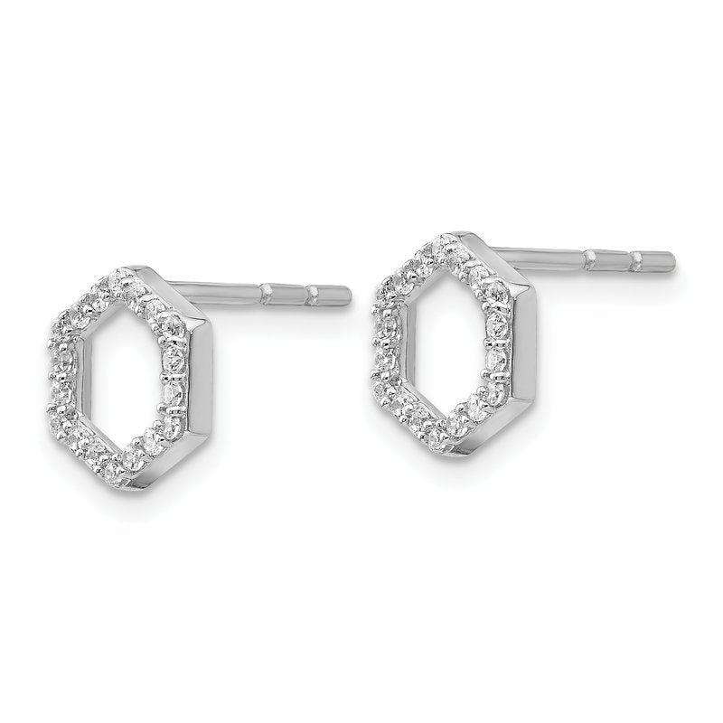14K White Gold 1/5 carat Lab Grown Diamond VS+ F+ Complete Hexagon Post Earrings