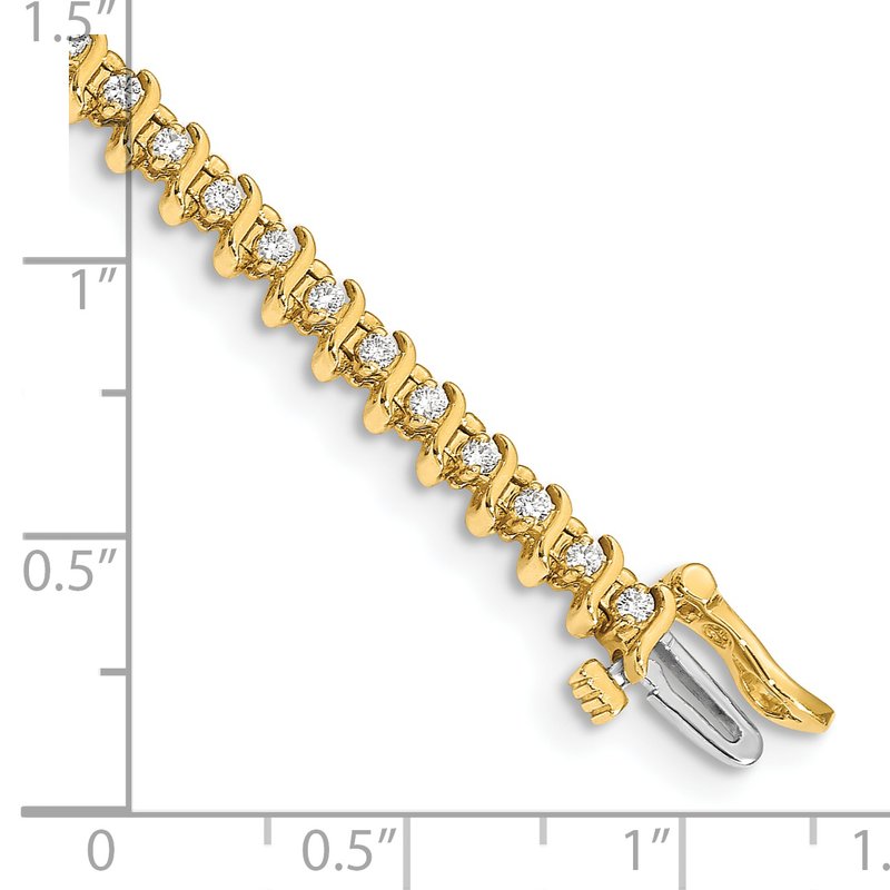 14k Complete 7/8 carat Round AAA Diamond 2-prong S-link 7 inch Tennis Bracelet
