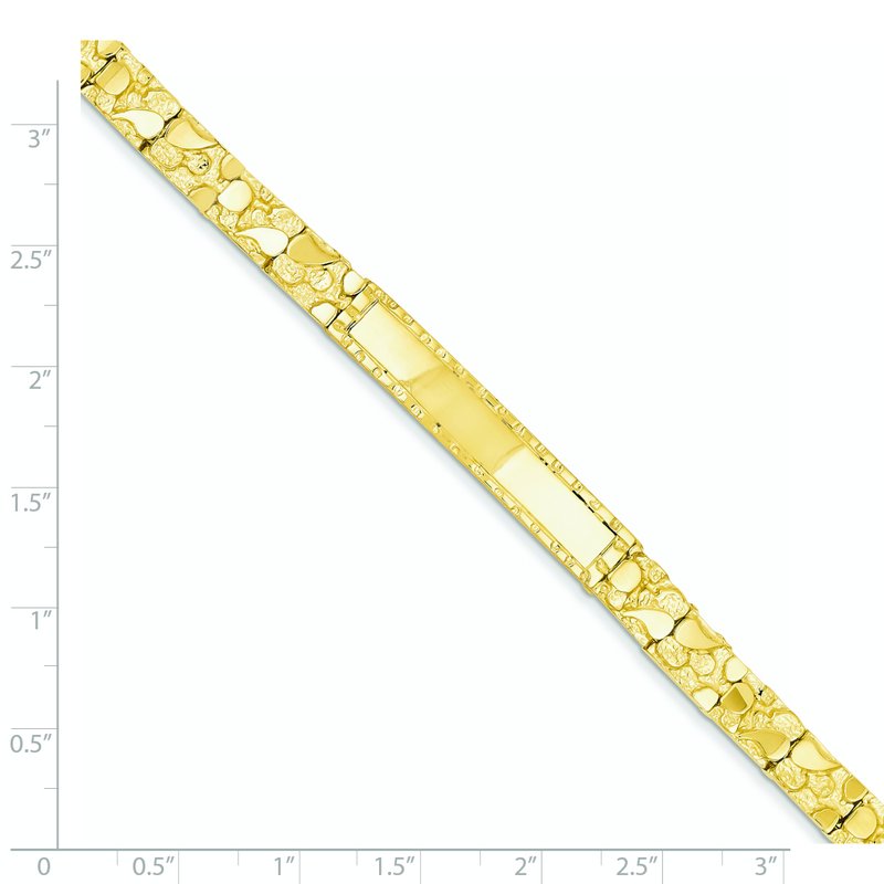 14k Polished Solid 7mm Nugget 37x7mm Plate 7 inch ID Bracelet