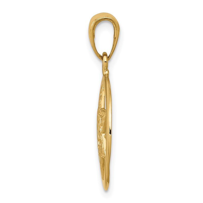 14K Jewish Chai In Star Of David Round Pendant