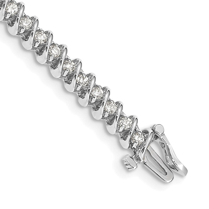 14k White Gold Complete 1.95 carat Round A Diamond Fancy Spiral 7 inch Tennis Bracelet