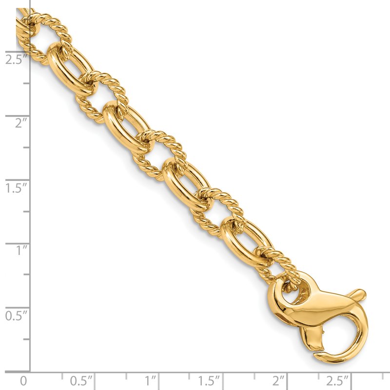 14K 18 inch 7.8mm Hand Polished and Textured Fancy Link with Fancy Lobster Clasp Chain