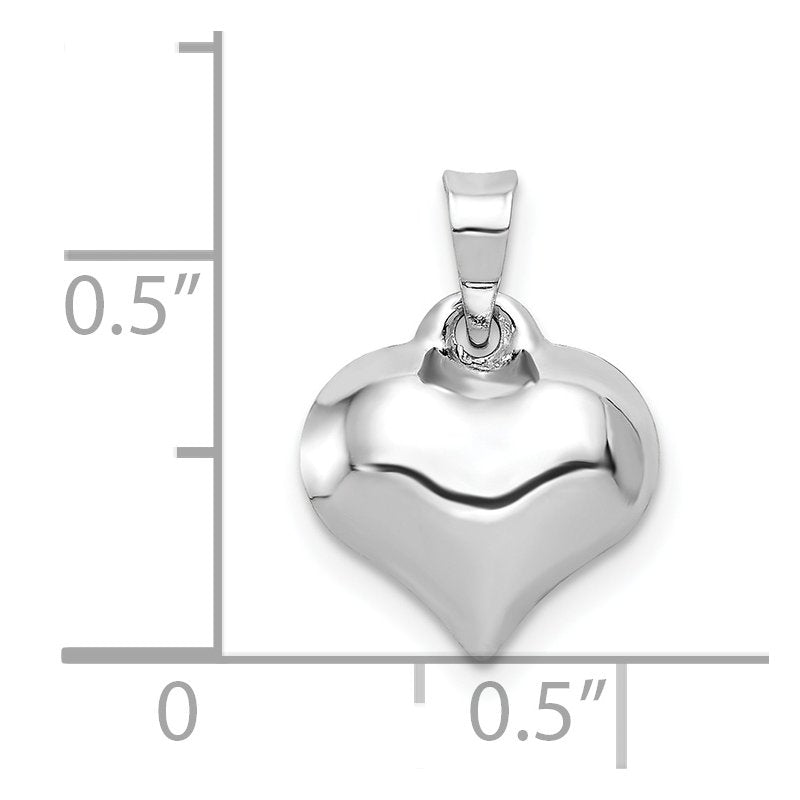 14K White 3-D Puffed Heart Pendant