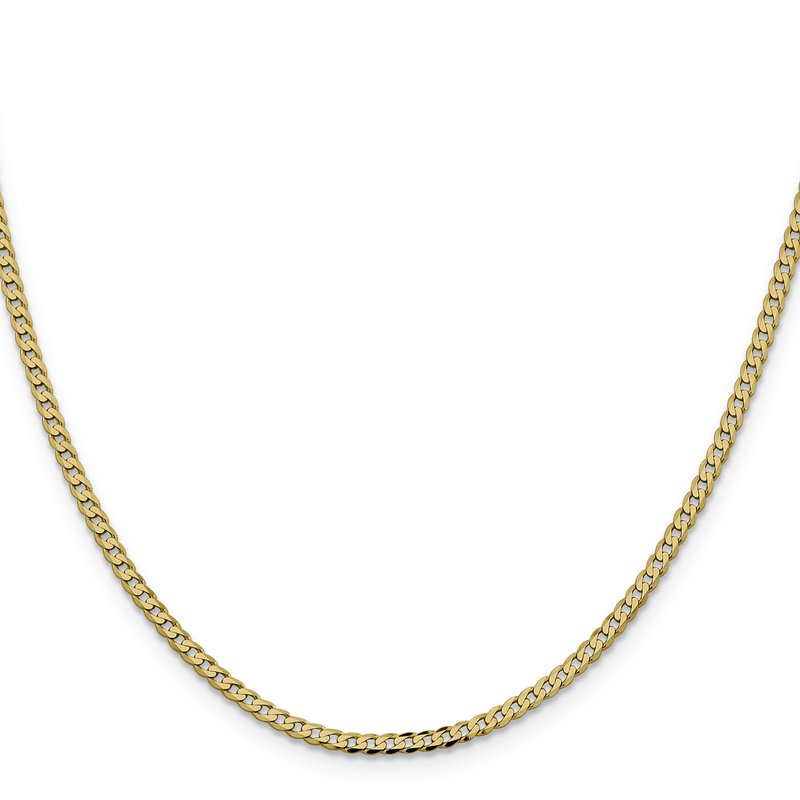 14K 10 inch 2.3mm Flat Beveled Curb with Lobster Clasp Anket