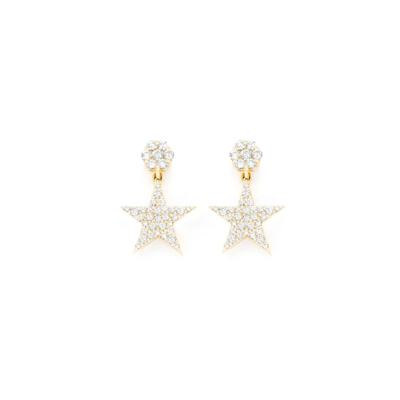 Dangling Star Stud Earrings 14K