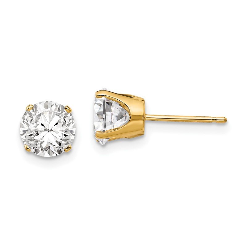 14k 6.5mm Round CZ Stud Earrings