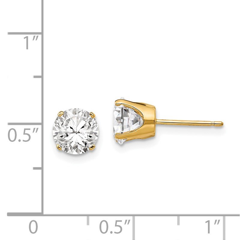 14k 6.5mm Round CZ Stud Earrings