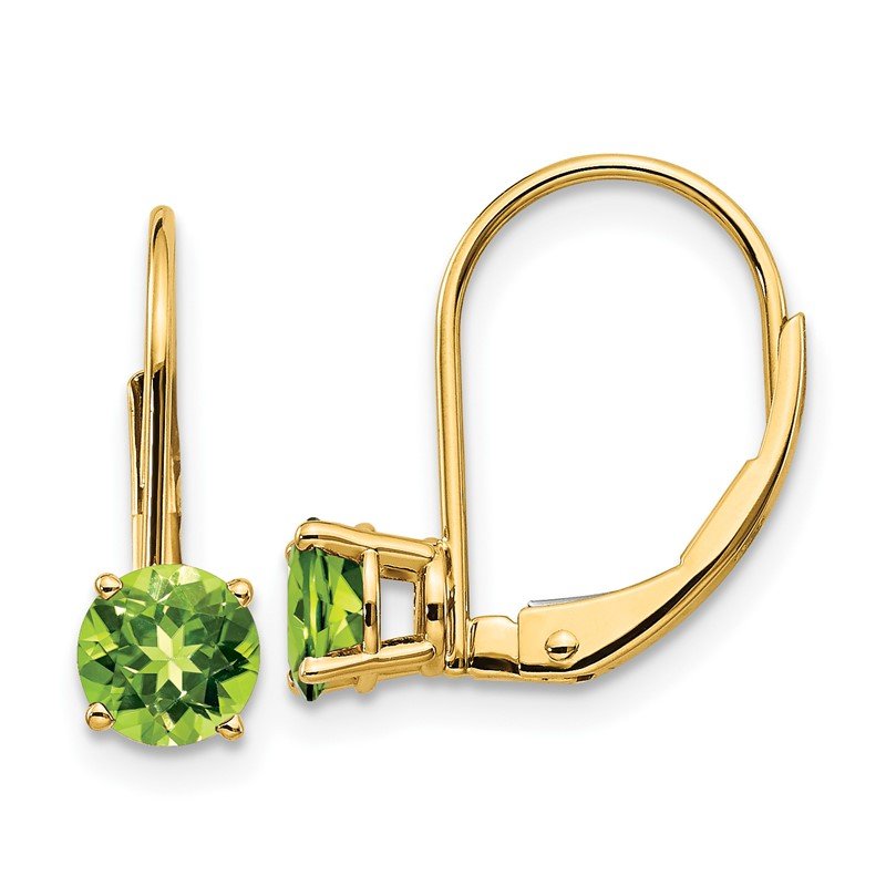 14k 5mm Round Peridot Leverback Earrings